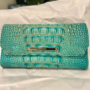 Brahmin Turquoise Checkbook Wallet